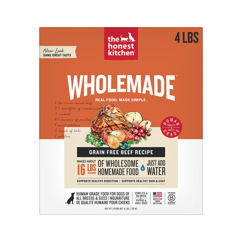 The Honest Kitchen Wholemade deshidratado de carne de res para perros, formato 4 lb.