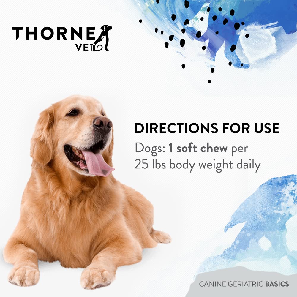 Antioxidantes y apoyo cardiovascular con ThorneVET Canine Geriatric Basics.