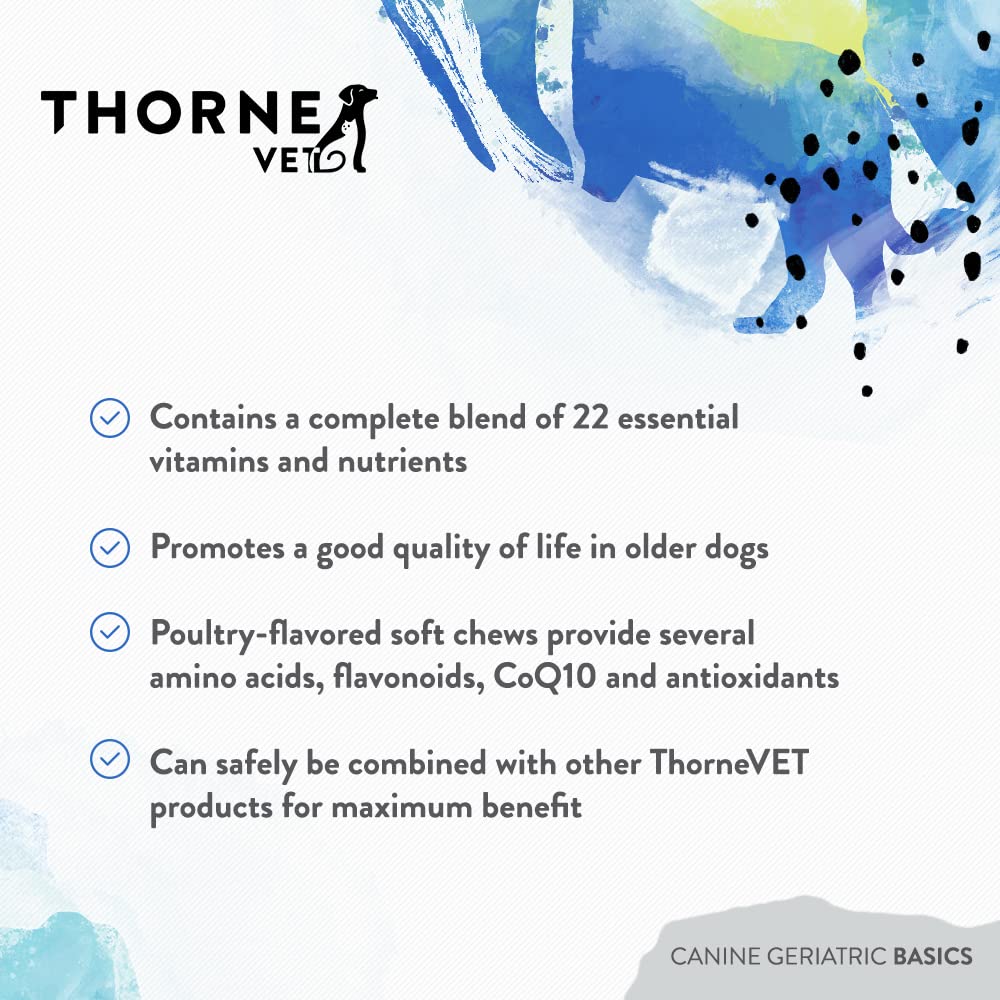 Mejora de la visión y cognición con ThorneVET Canine Geriatric Basics para mayores.