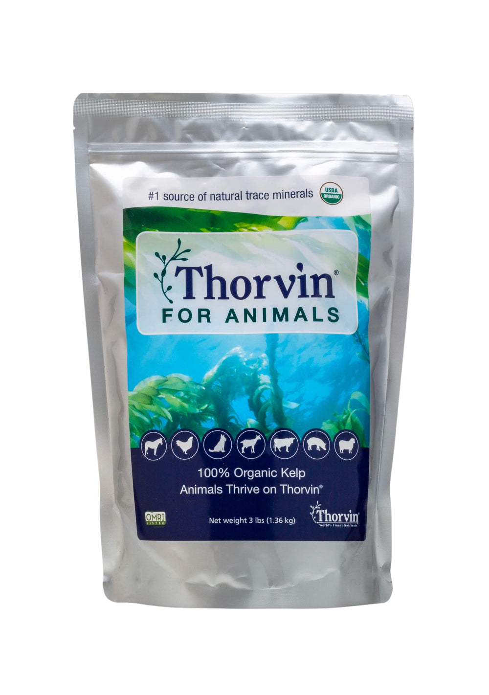 Thorvin Kelp para Animales en bote: suplementación diaria para una nutrición equilibrada.