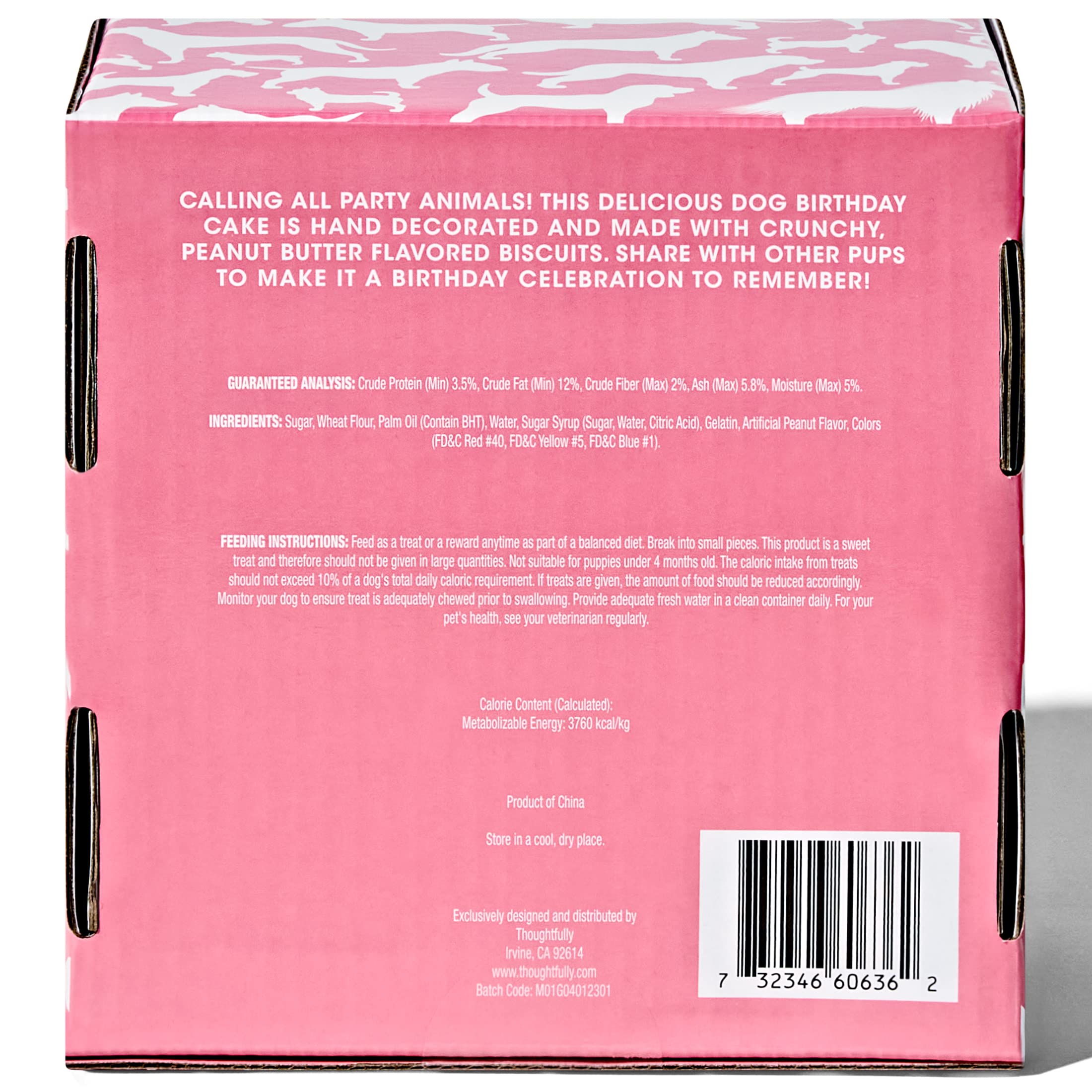 Thoughtfully Pets snack para cumpleaños de perro, color rosa.