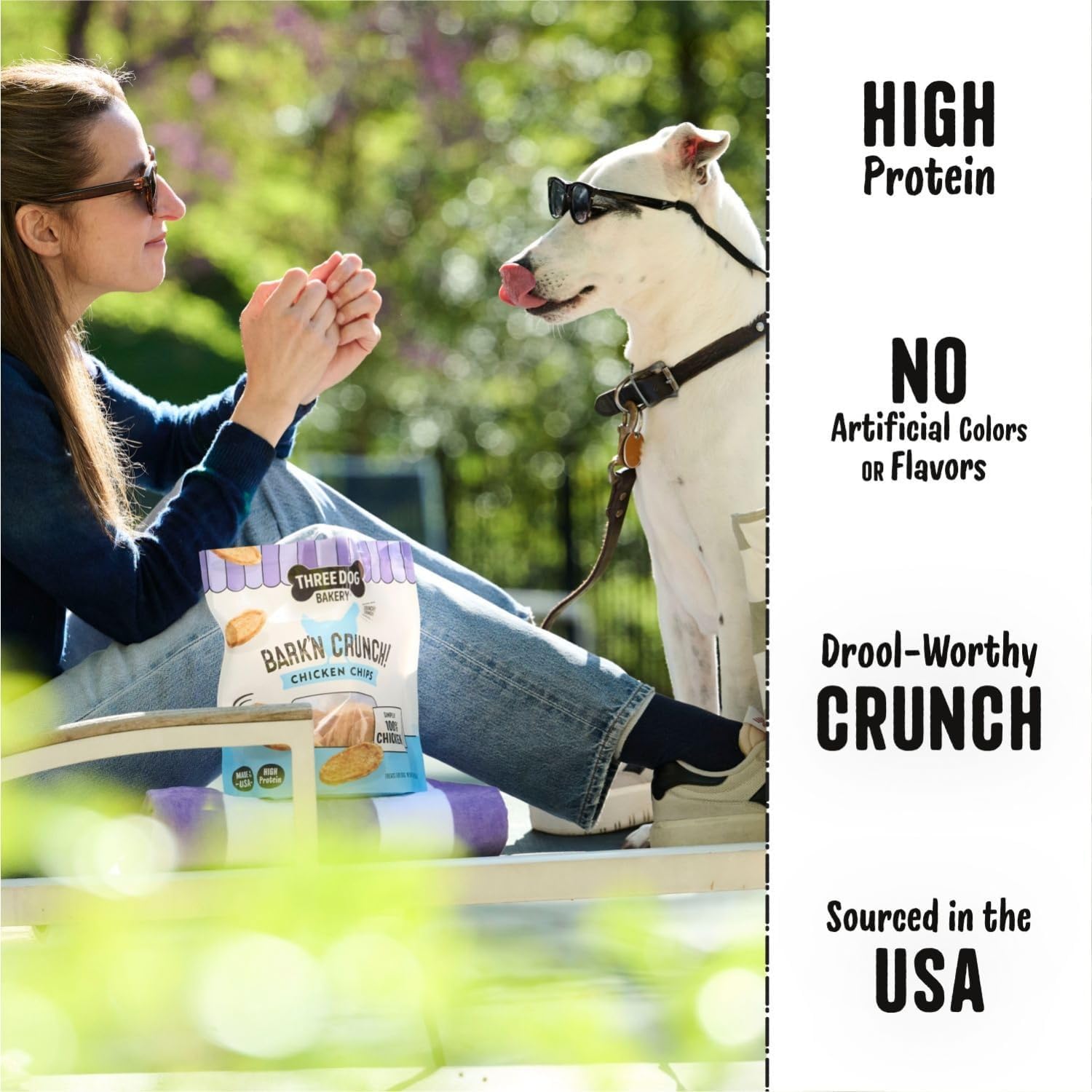 Chips Bark'N Crunch 100% pollo real, ideal para entrenamiento y premios.