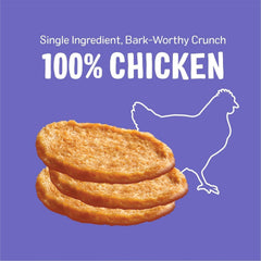 Textura crujiente de Bark'N Crunch! con pollo real, snack para entrenamiento.