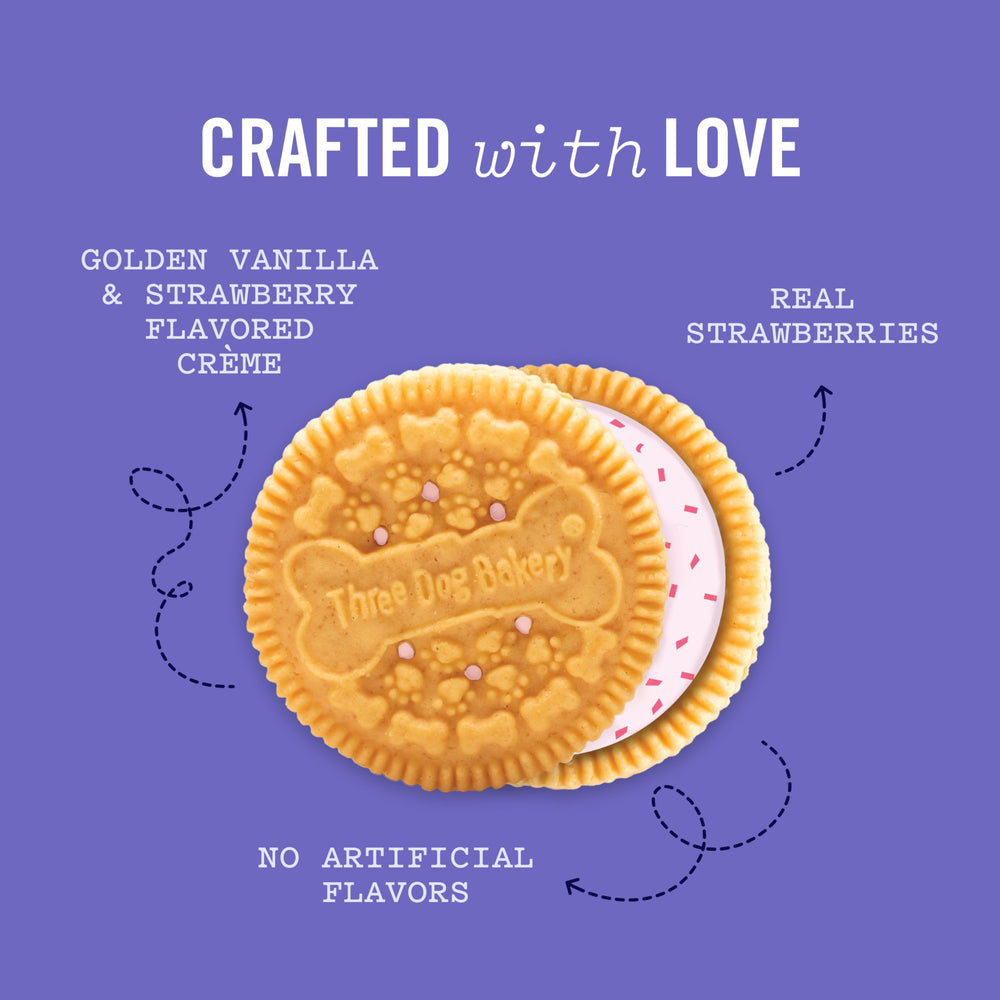 Three Dog Bakery Lick’n Crunch: fresas reales para sabor auténtico.
