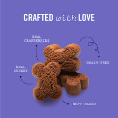 Ingredientes reales de Three Dog Bakery con pavo y arándanos para gusto natural