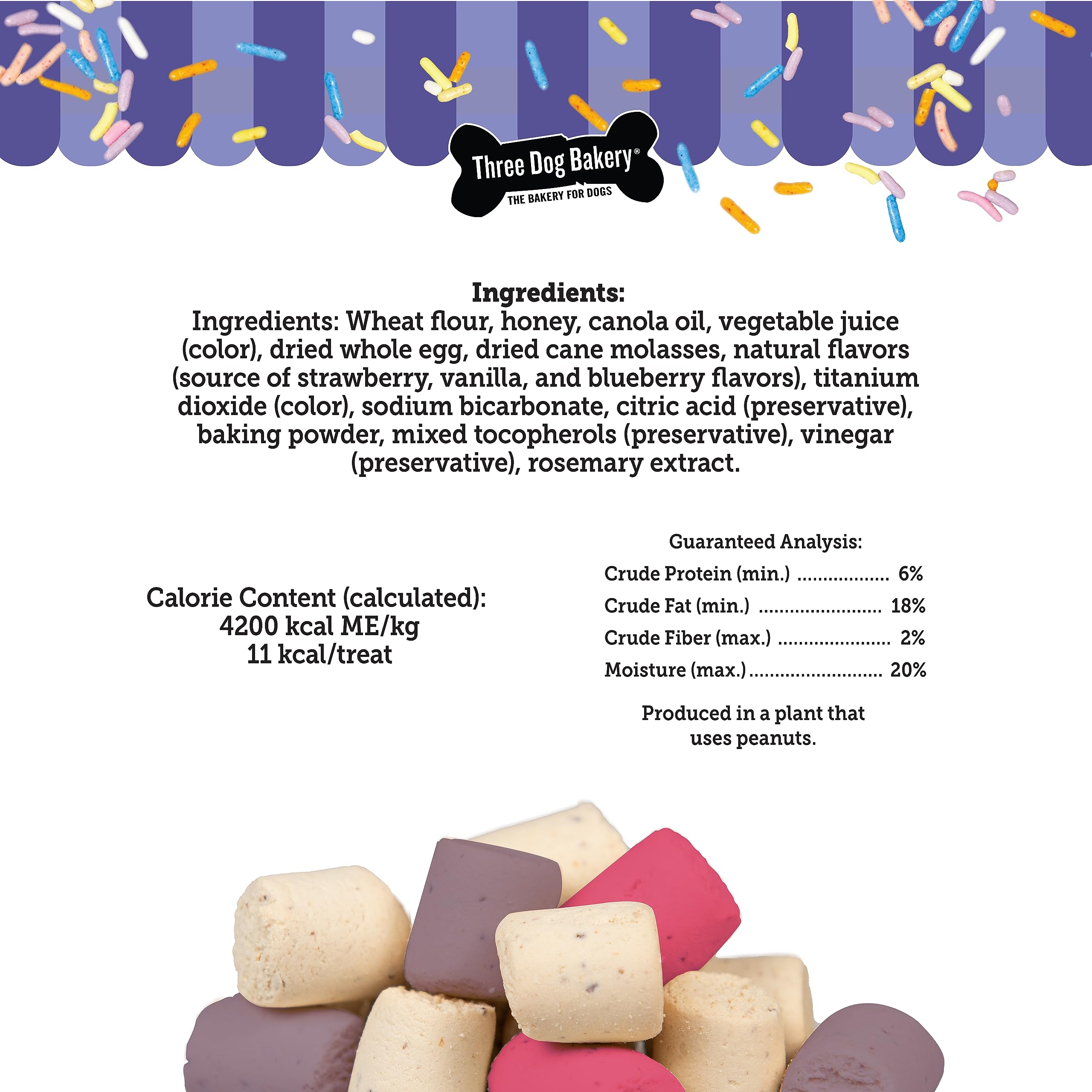 Three Dog Bakery, ingredientes reales en golosinas para perros.