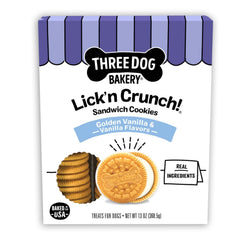 Three Dog Bakery Lick'n Crunch, galletas doradas de vainilla, premio delicioso para perros