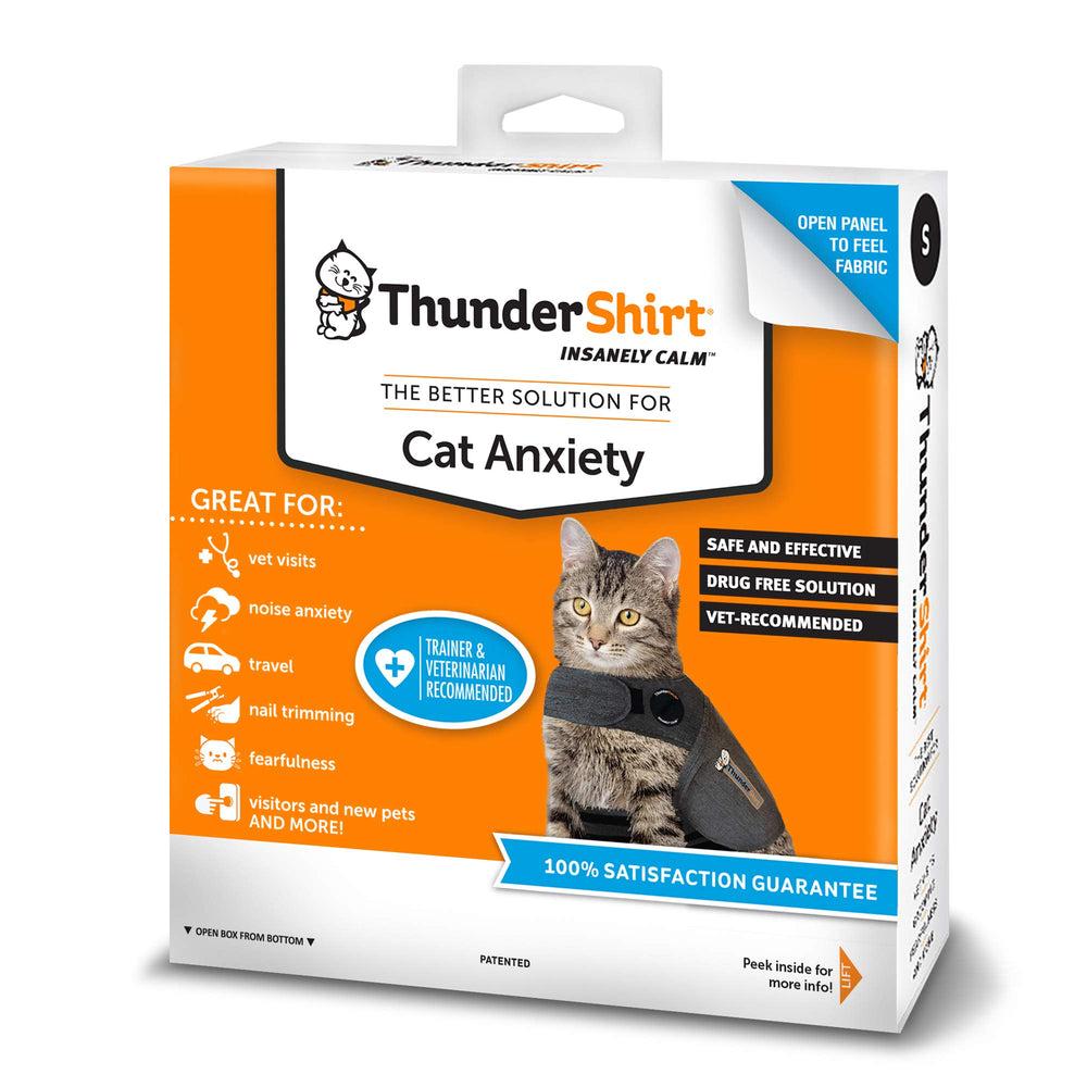 Thundershirt para gatos, chaqueta calmante, costuras duraderas, diseño resistente.