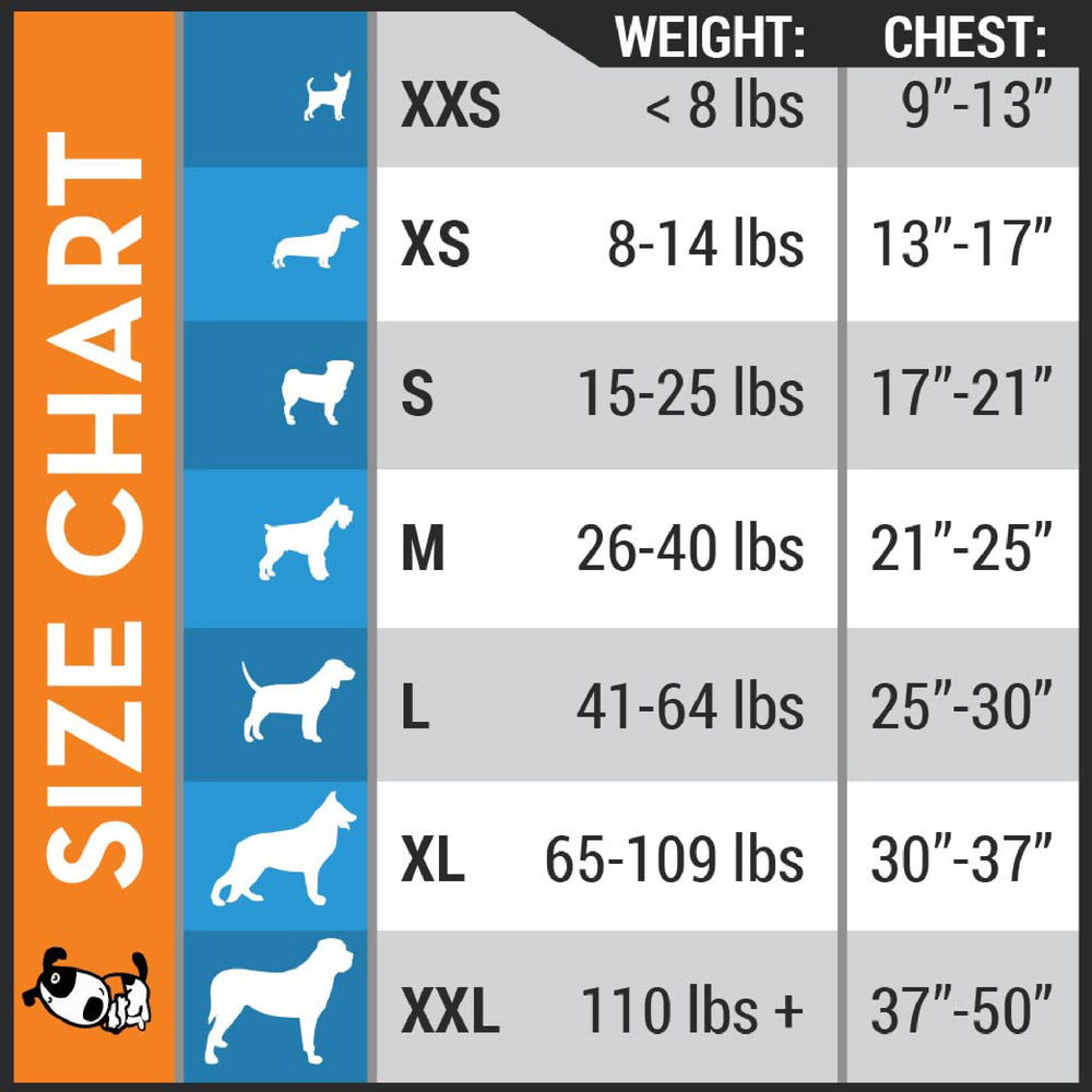 ThunderShirt para perros, ajuste; cierres simples para aplicar presión calmante.