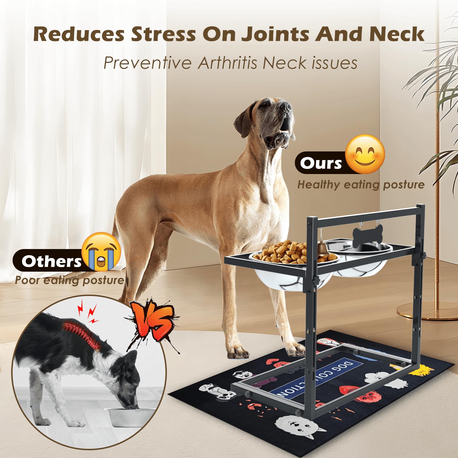 TIDANT soporte elevado para perros grandes con altura ajustable