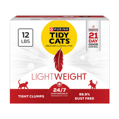 Tidy Cats Arena ligera 12 lb facilita verter y limpieza rápida.