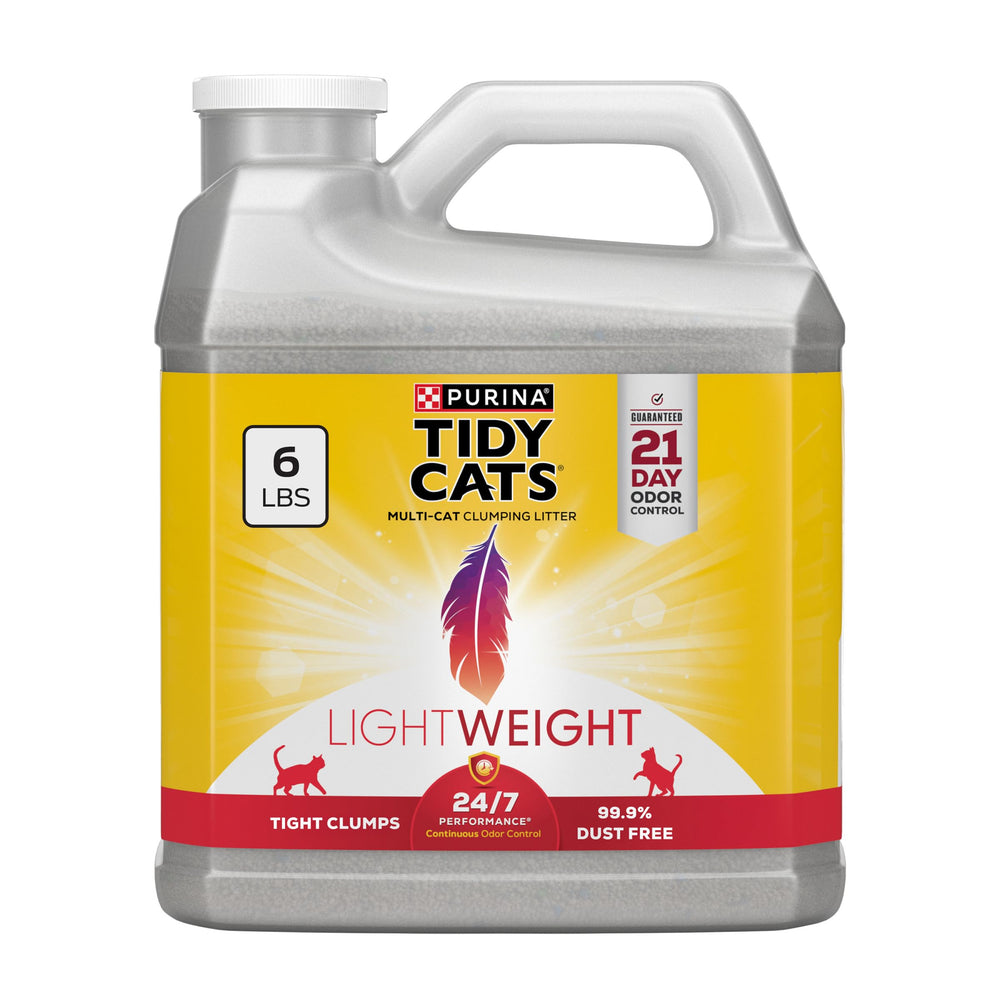 Purina Tidy Cats LightWeight vertido fácil para rellenar cajas de arena rápidamente.