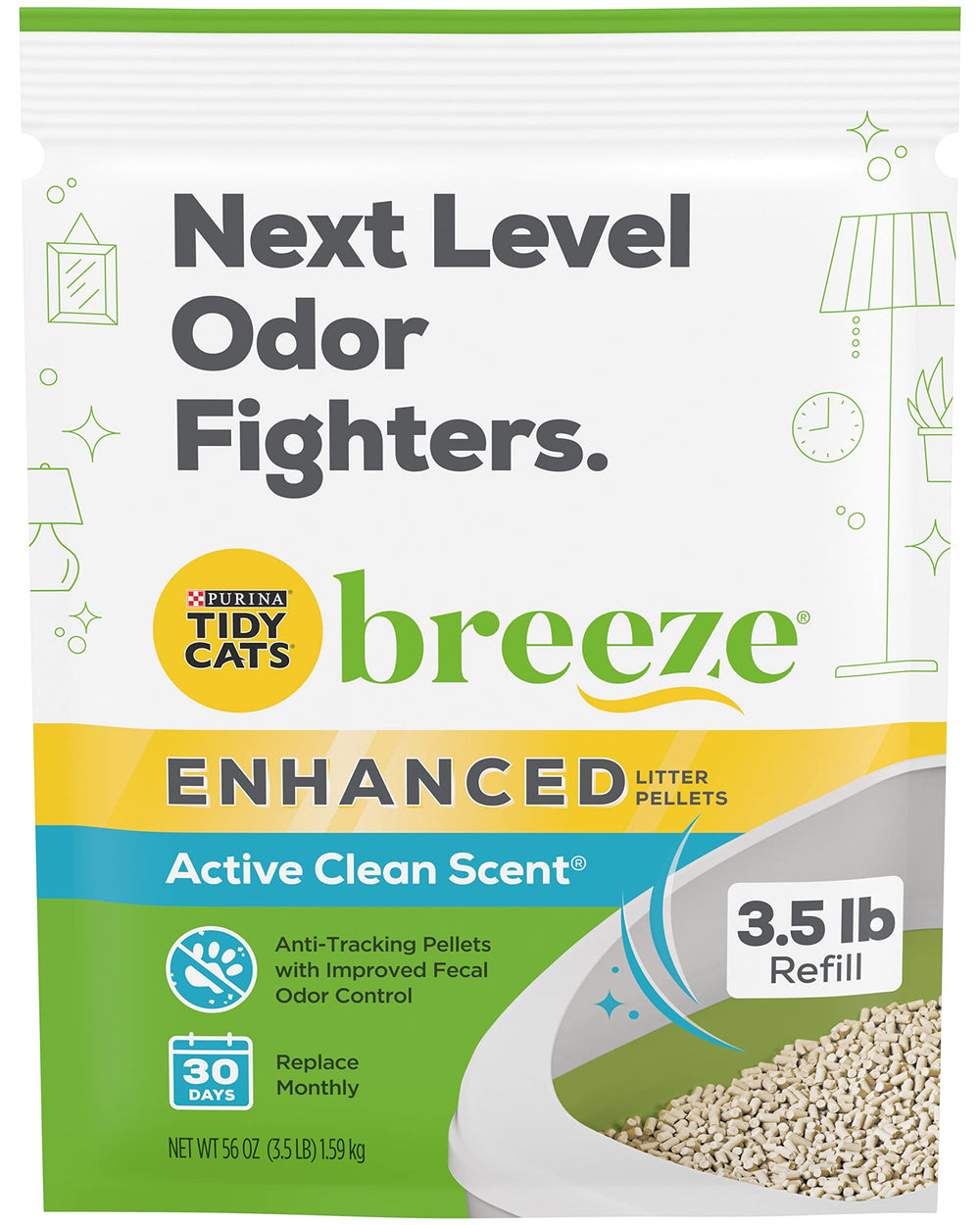 Tidy Cats Breeze Pellets con aroma fresco activo para áreas de caja de arena