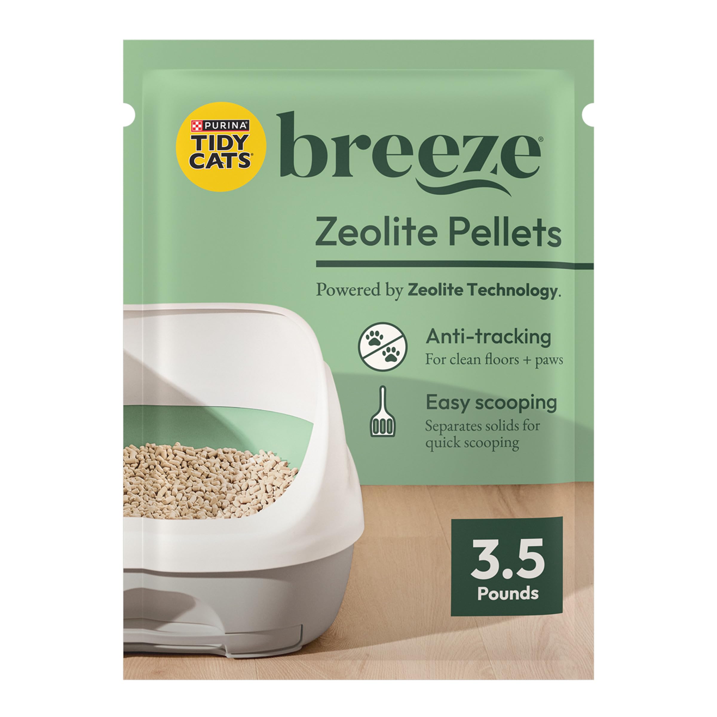 Tidy Cats Breeze pellets sin aroma para control de olores en la caja.
