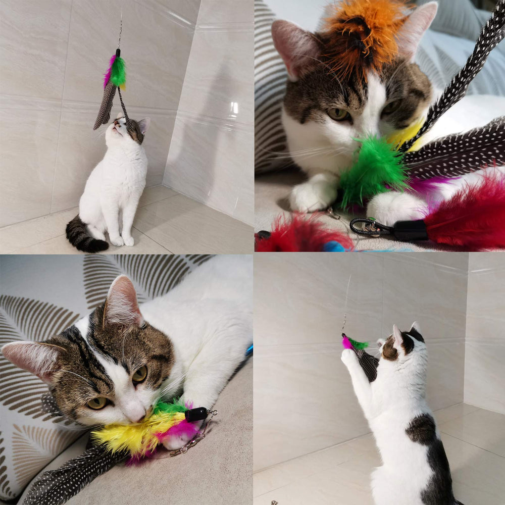 TIENAILING diez piezas de plumas para estimular juego en gatos