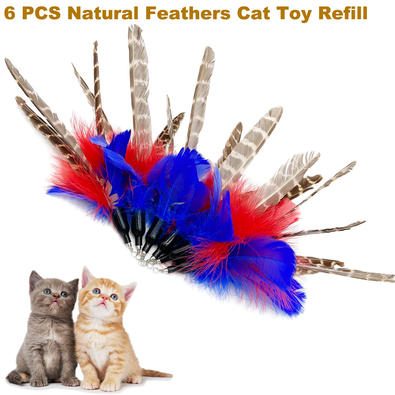TIENAILING plumas naturales para juguete de gato, juego interactivo.