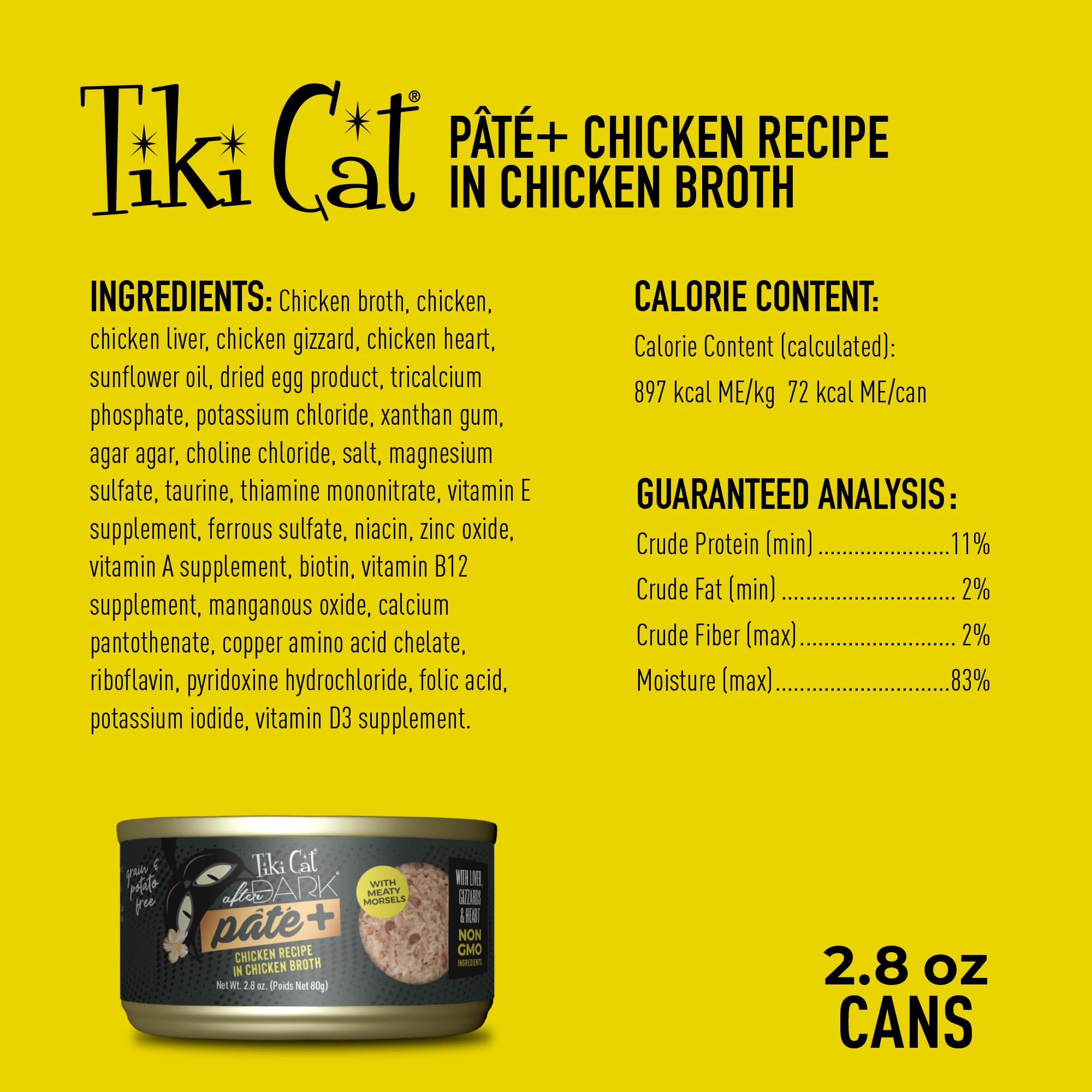 Tiki Cat After Dark Pate+ textura suave ideal para comedores selectivos.
