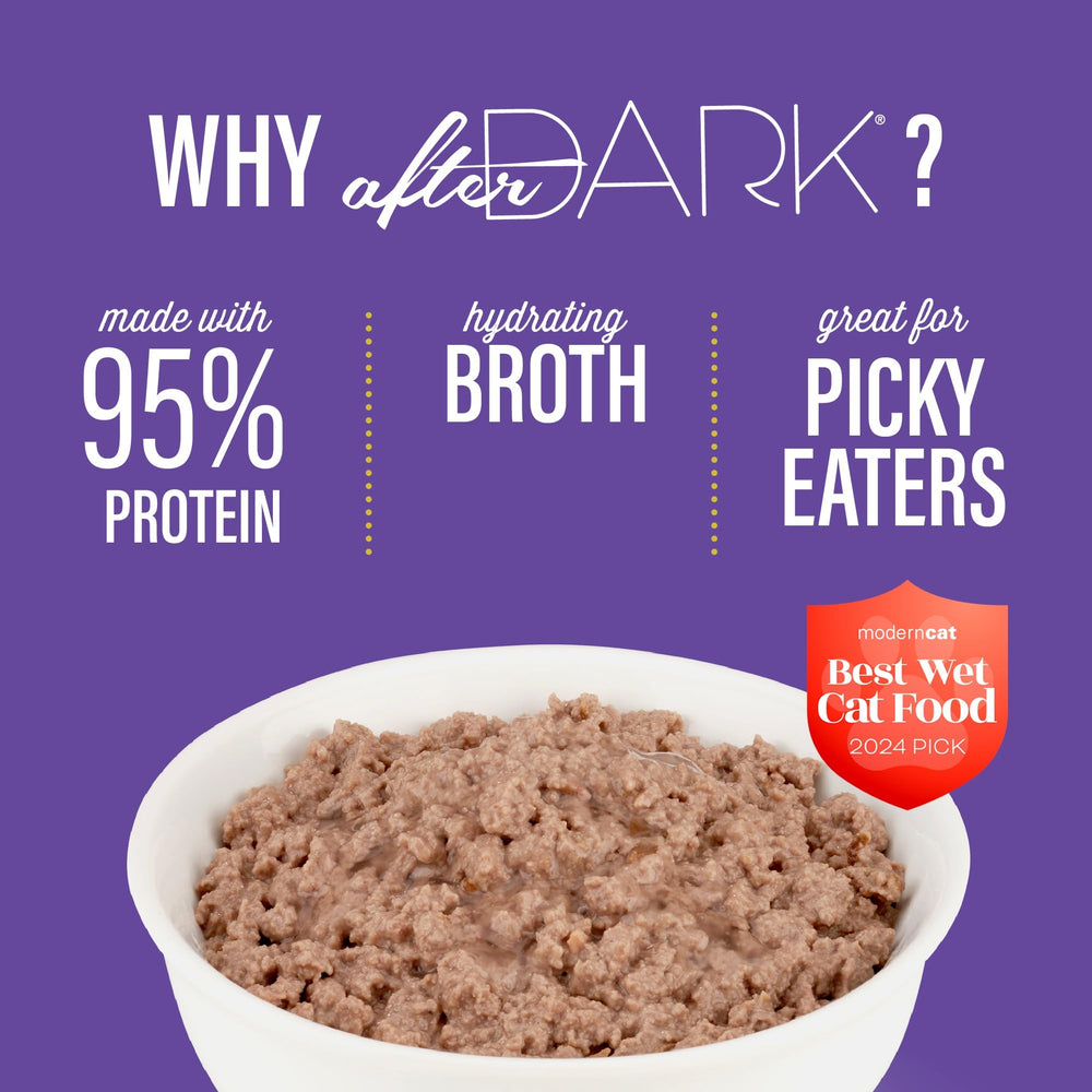 Sin granos en Tiki Cat After Dark Pâté para una dieta limpia.