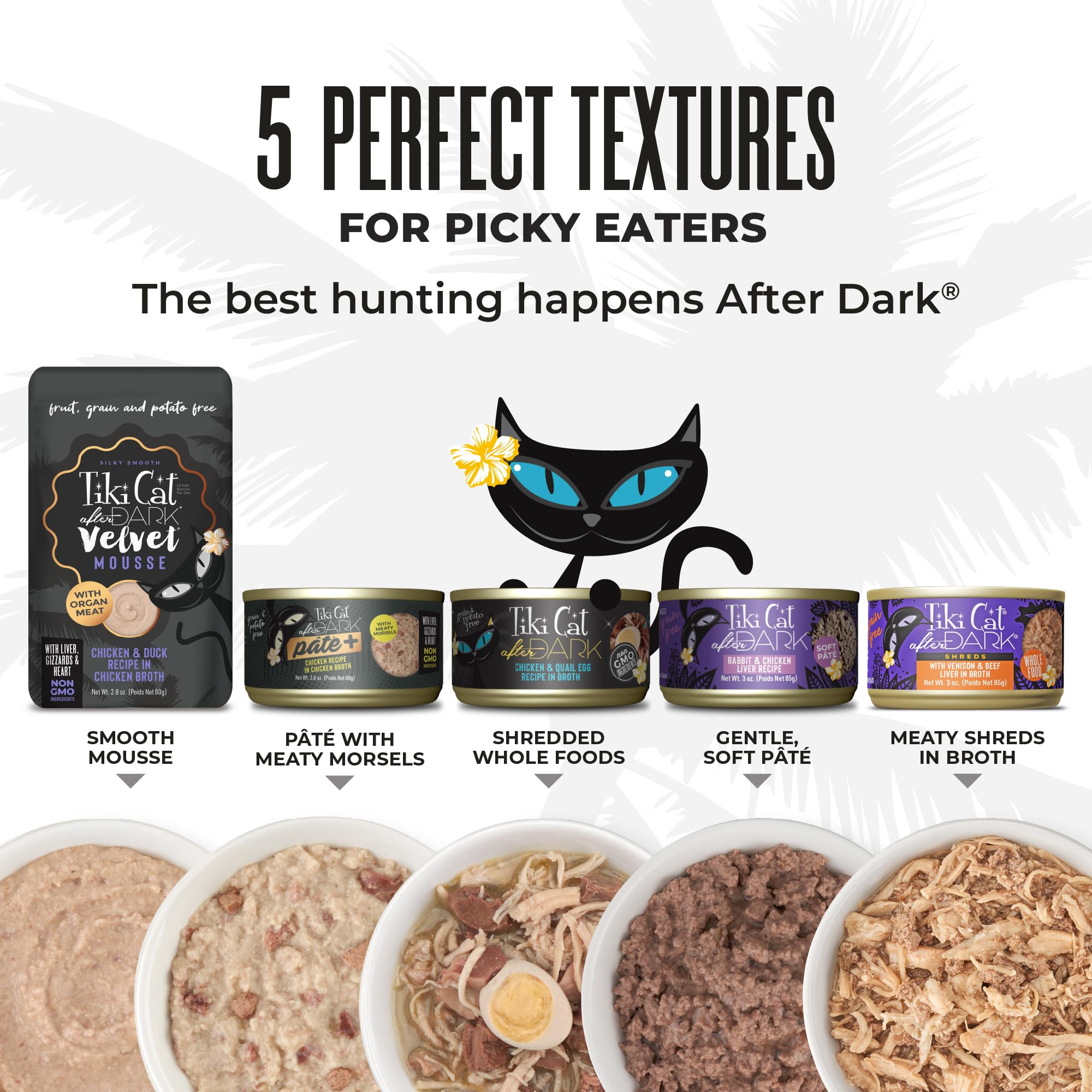 Tiki Cat After Dark Shreds sin verduras ni frutas para dieta proteica.