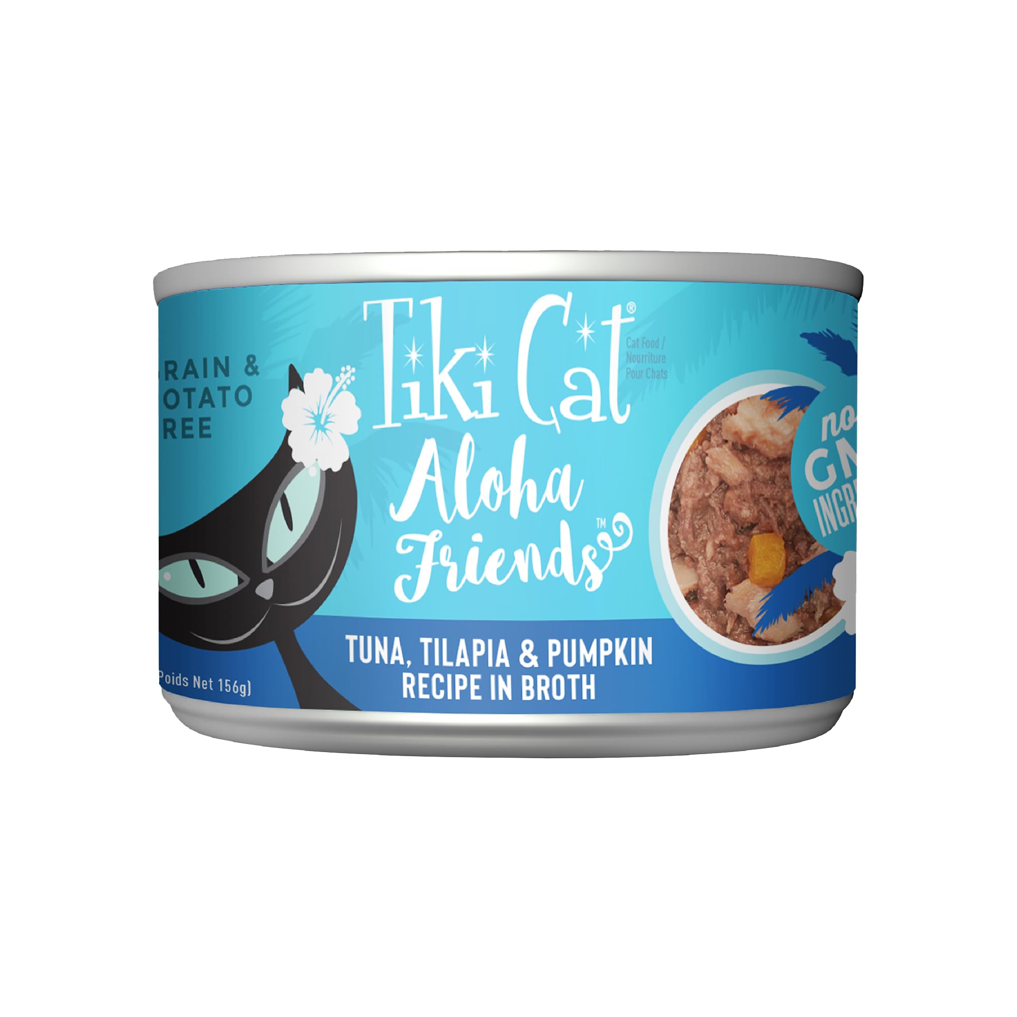 Tiki Cat Aloha Friends: lata con atún, tilapia y calabaza, ideal para todas las etapas.