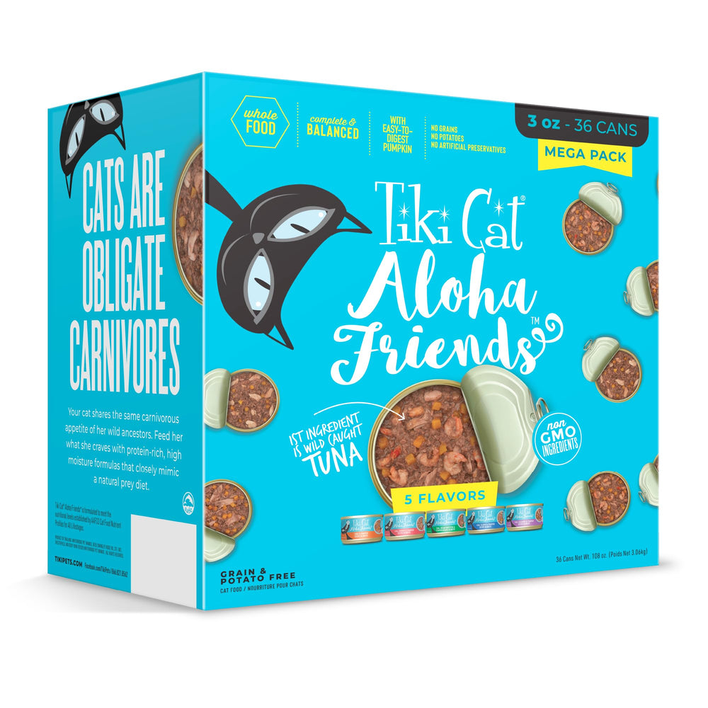 Tiki Cat Aloha Friends, lata de 85 g para felinos, sabor delicioso.