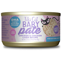 TIKI PETS Tiki Cat Baby Pate lata de 2,4 onzas para gatitos en crecimiento.