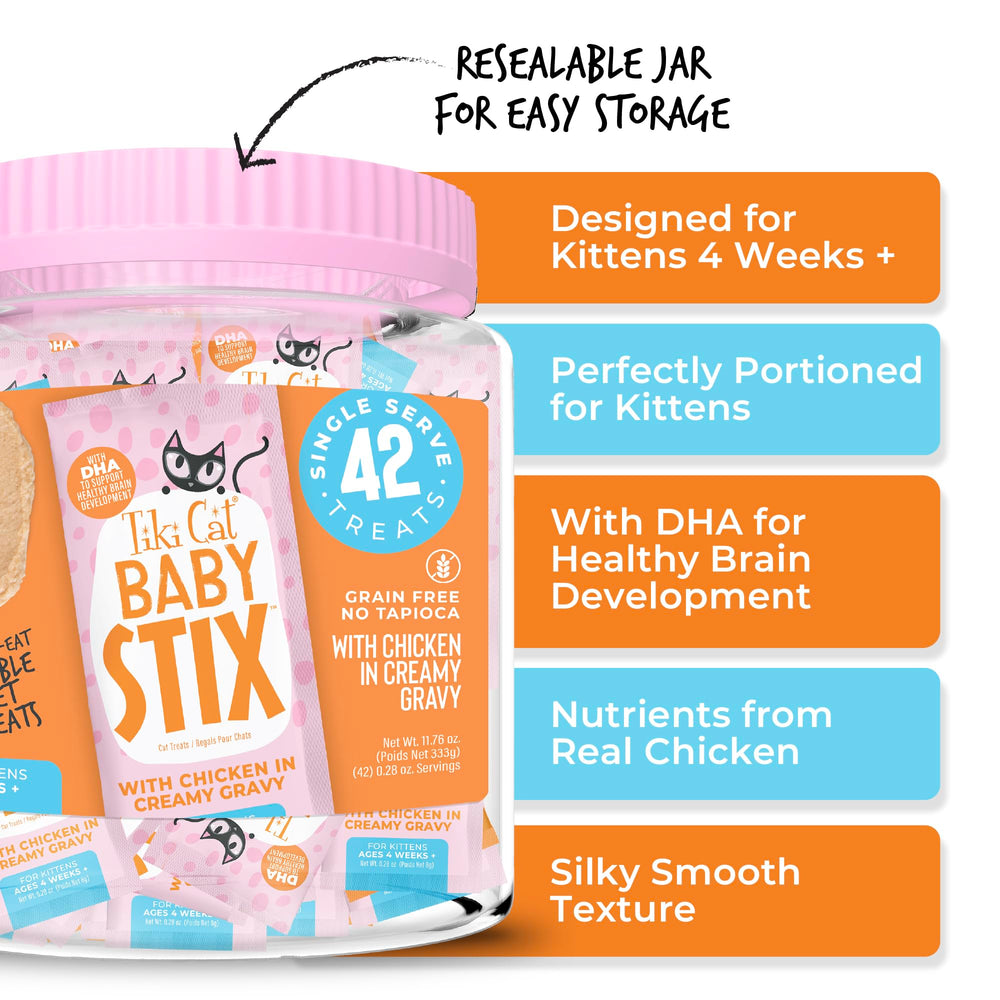 Tiki Cat Baby Stix como topping sabroso para croquetas.