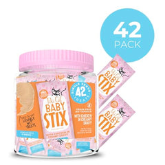 Sobre de pollo en salsa cremosa de Tiki Cat Baby Stix para lamidos.