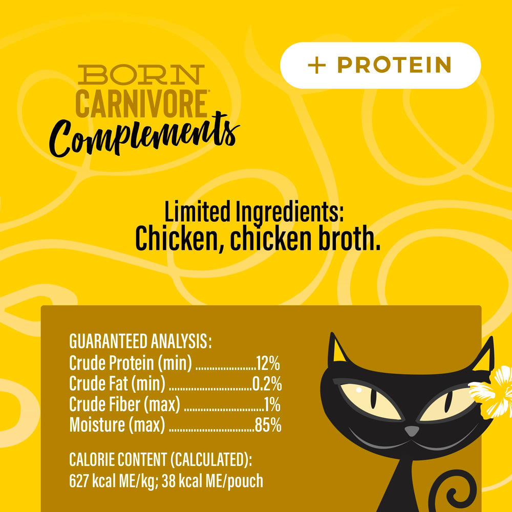 Tiki Cat Born Carnivore Complements empaque de 12 unidades para alimentación diaria.
