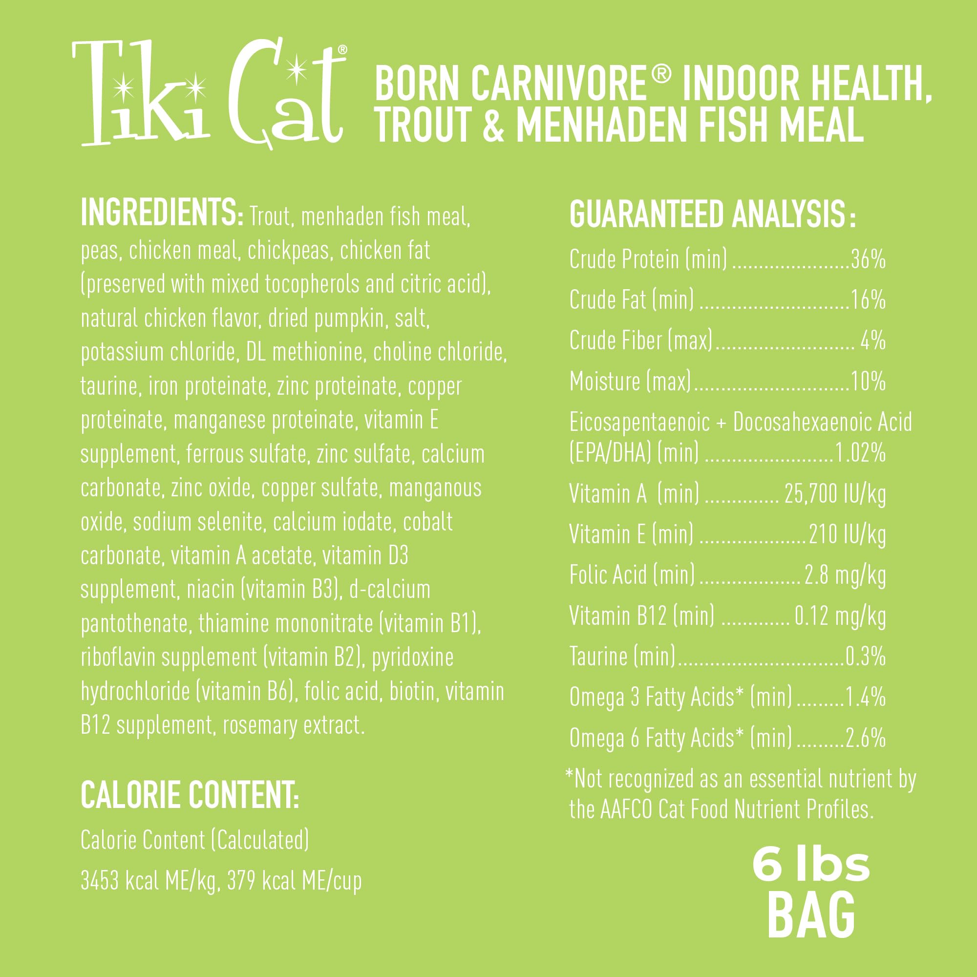 Tiki Cat Born Carnivore Indoor Health: taurina incluida para apoyar la salud general
