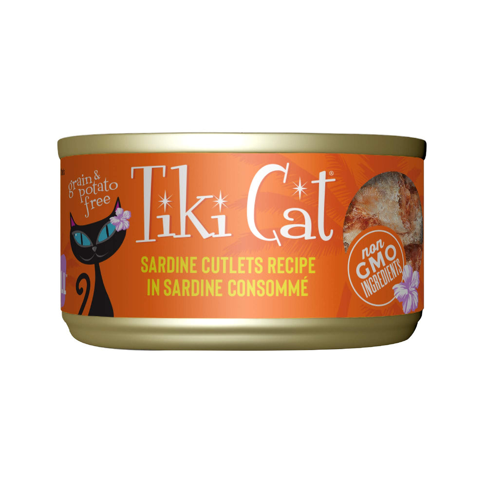 Tiki Cat Grill filetes de sardina en lata, sabrosa proteína para gatos.