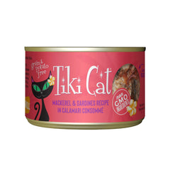 Tiki Cat Grill con caballa y sardinas en lata, proteína real y sabor marino.