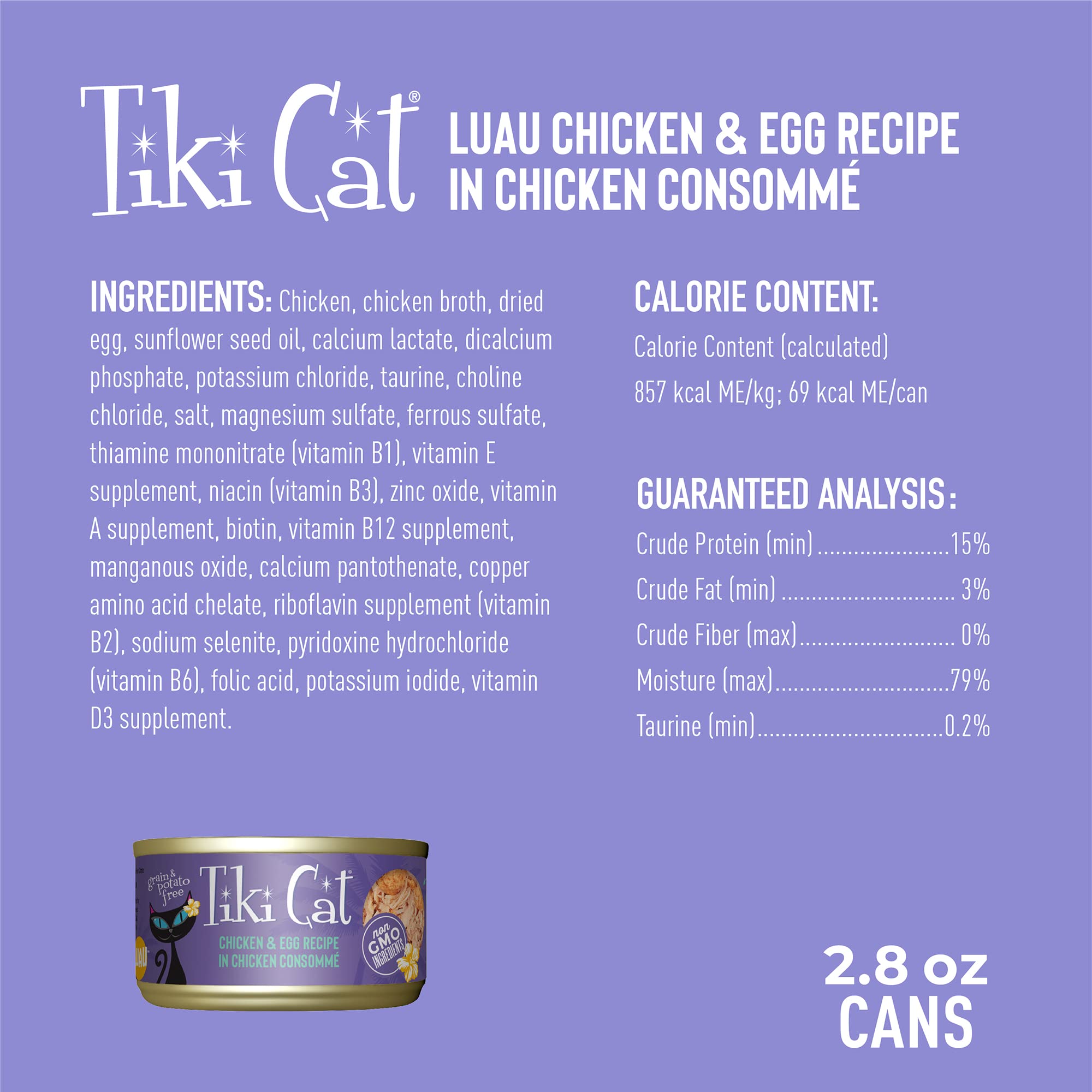 Tiki Cat Luau atún en caldo, proteína marina para todas las edades.