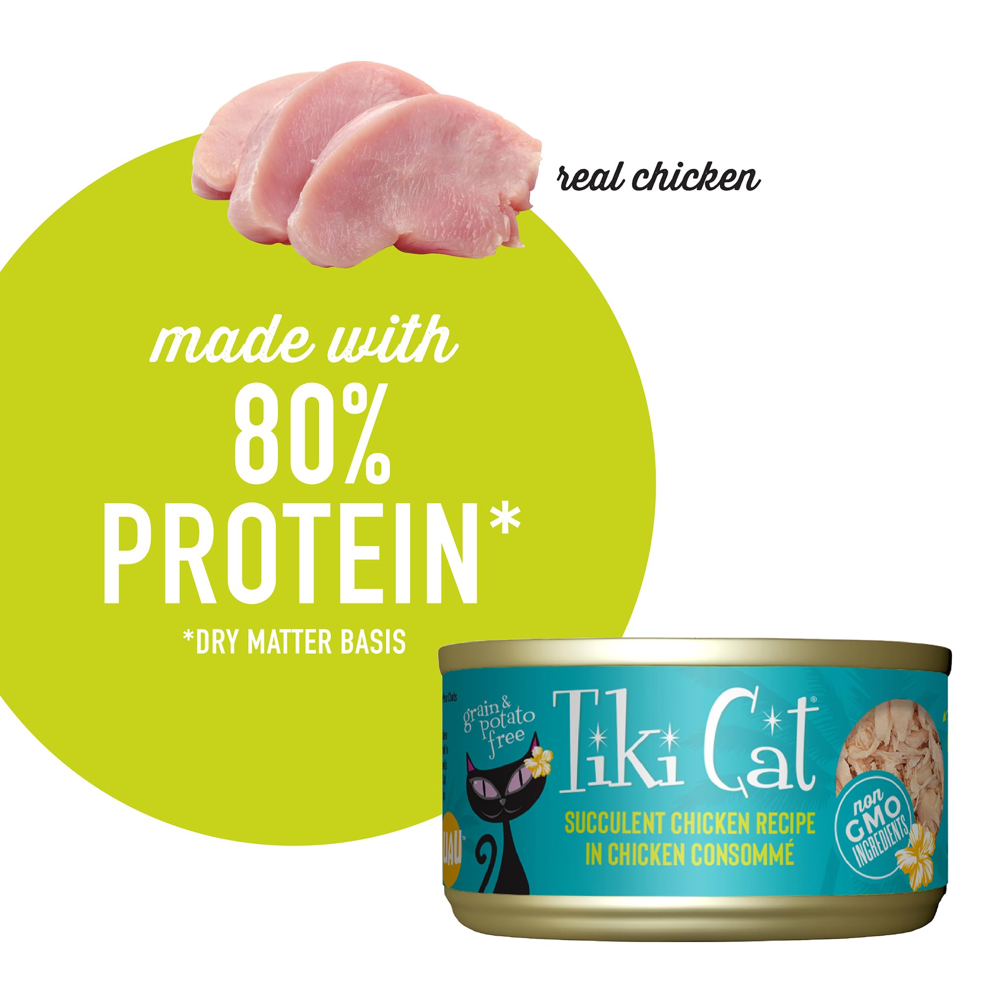 Tiki Cat Luau tilapia como primer ingrediente, sabor marino destacado