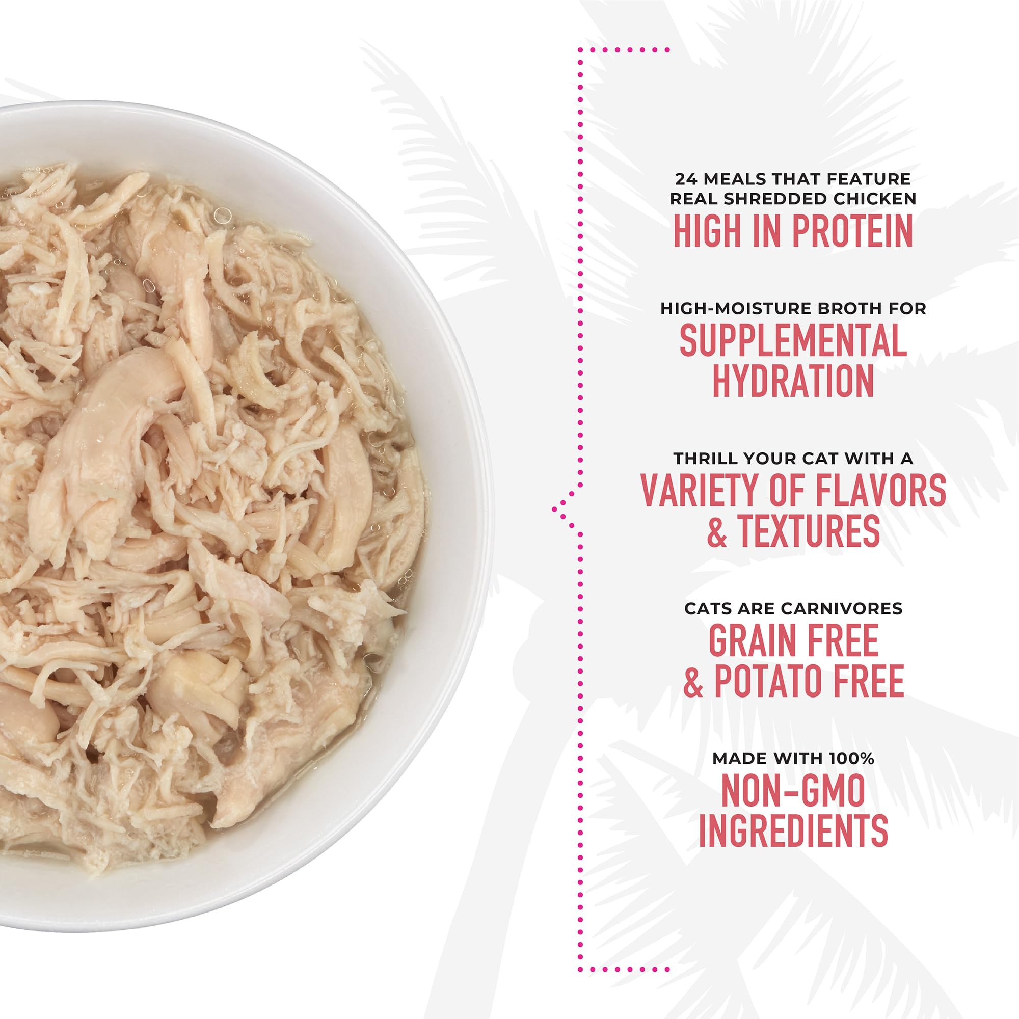 Tiki Cat Luau con pollo y huevo en consommé, mezcla rica para distintas comidas.