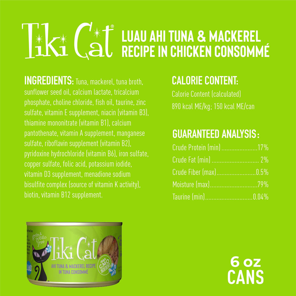 Primer ingrediente atún en Tiki Cat Luau, proteína de calidad
