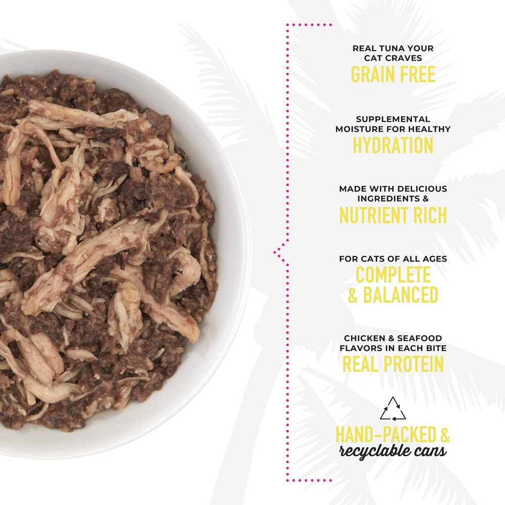 Tiki Cat Luau: proteína alta con carne y pescado para energía diaria.