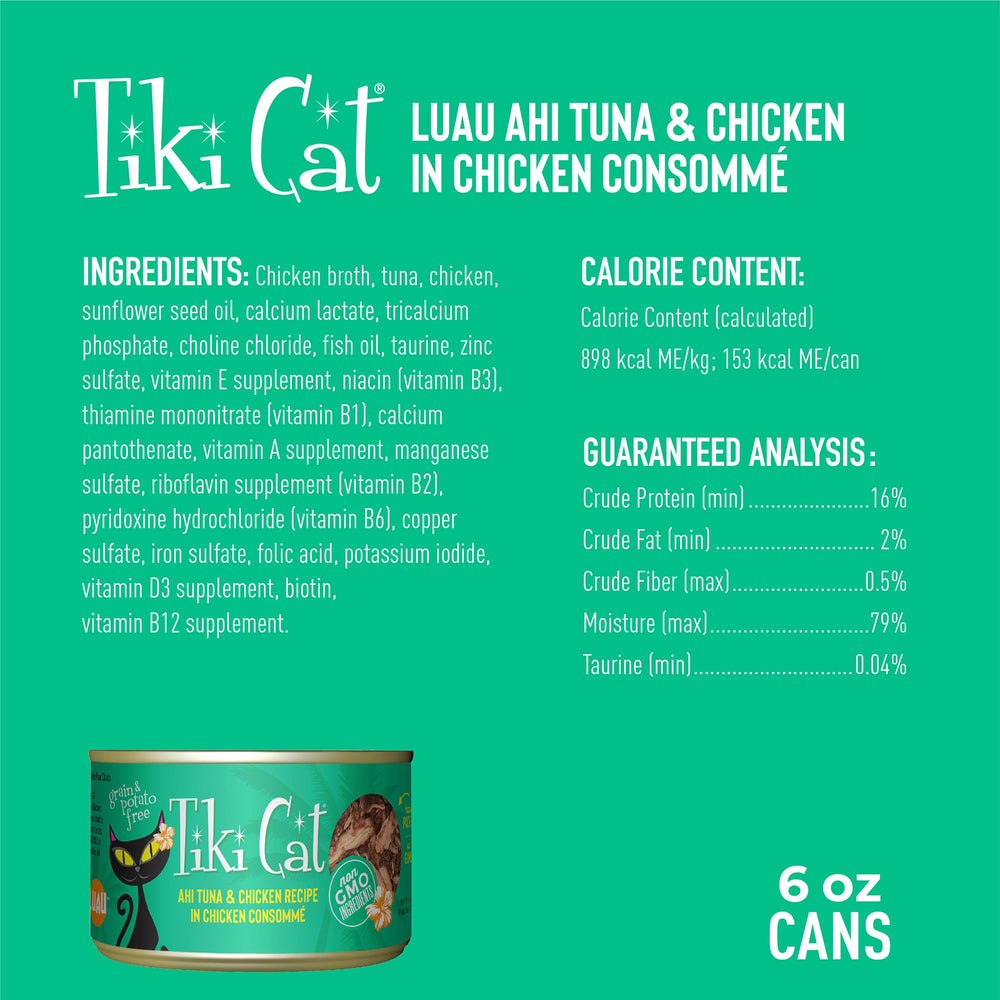 Tiki Cat Luau: sabores marinos y pollo, ideal para paladares exigentes.
