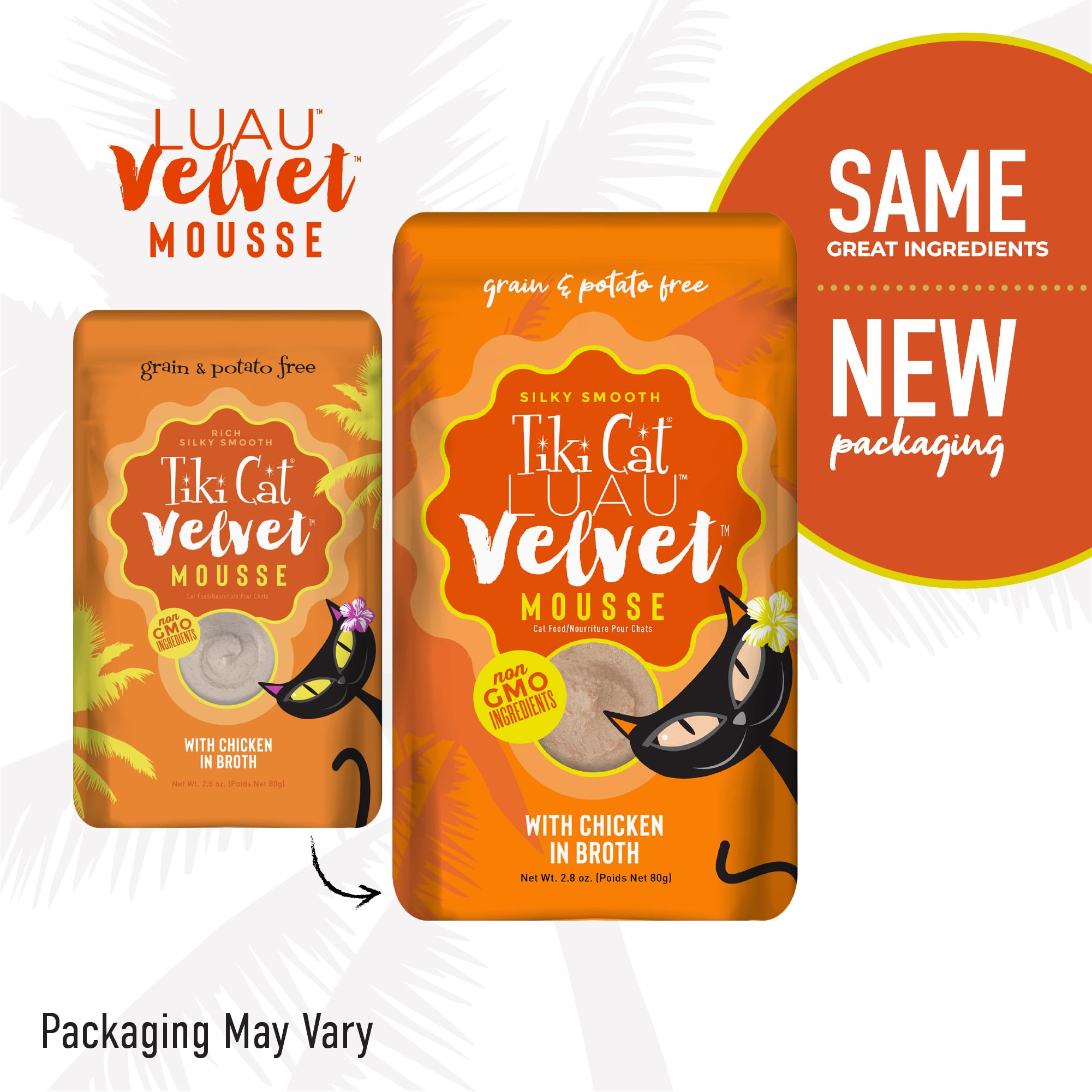 Tiki Cat Luau Velvet Mousse, alto contenido de humedad para hidratación natural.