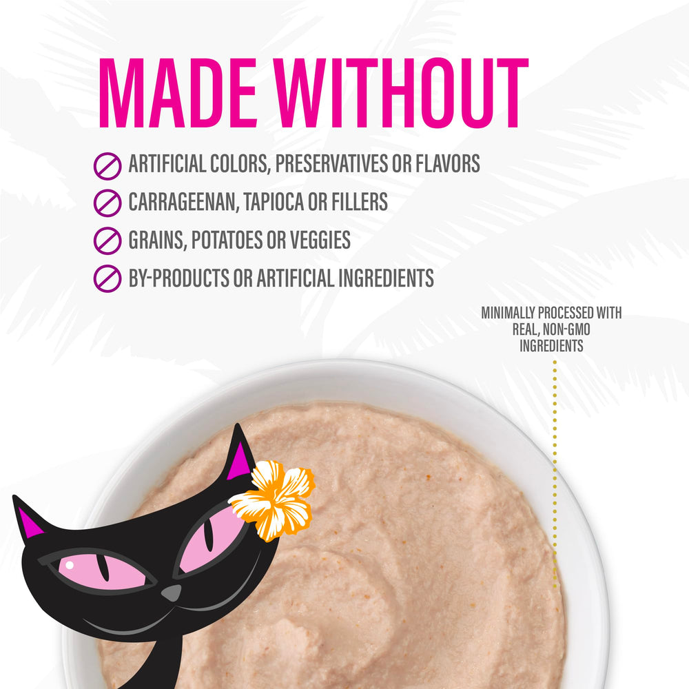 Sin químicos artificiales: Tiki Cat Luau Velvet Mousse promueve una dieta natural para felinos.