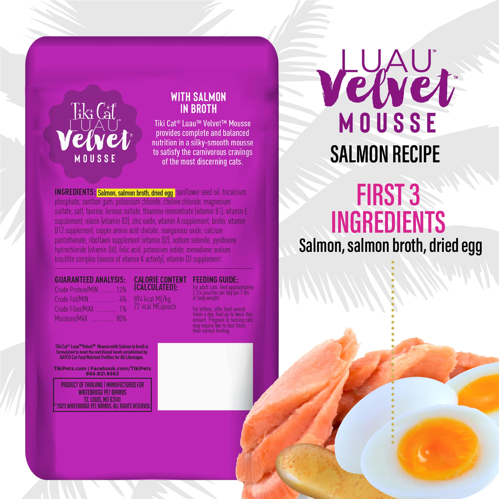 Ingredientes naturales y sin granos: Tiki Cat Luau Velvet Mousse cuida la dieta.
