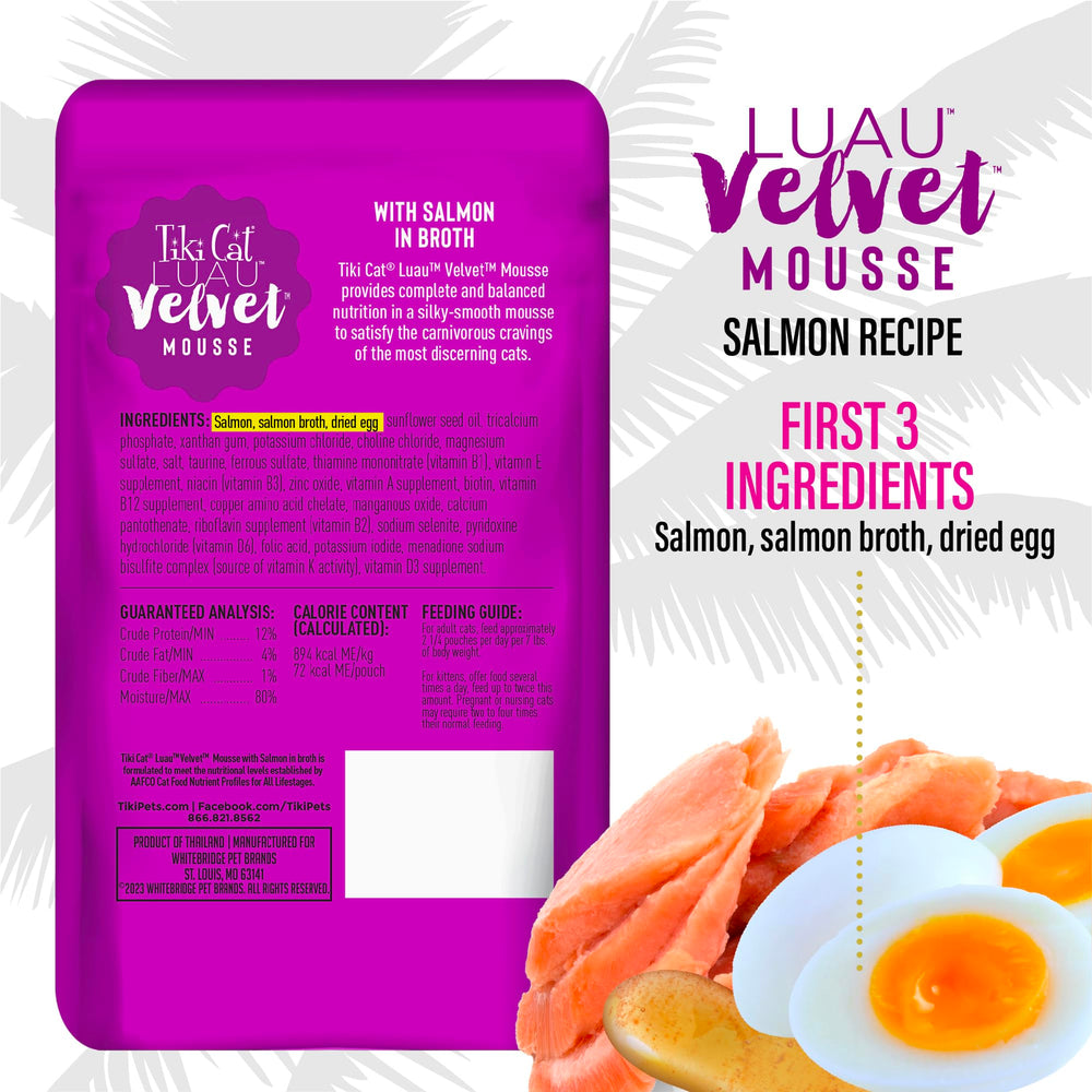 Ingredientes naturales y sin granos: Tiki Cat Luau Velvet Mousse cuida la dieta.