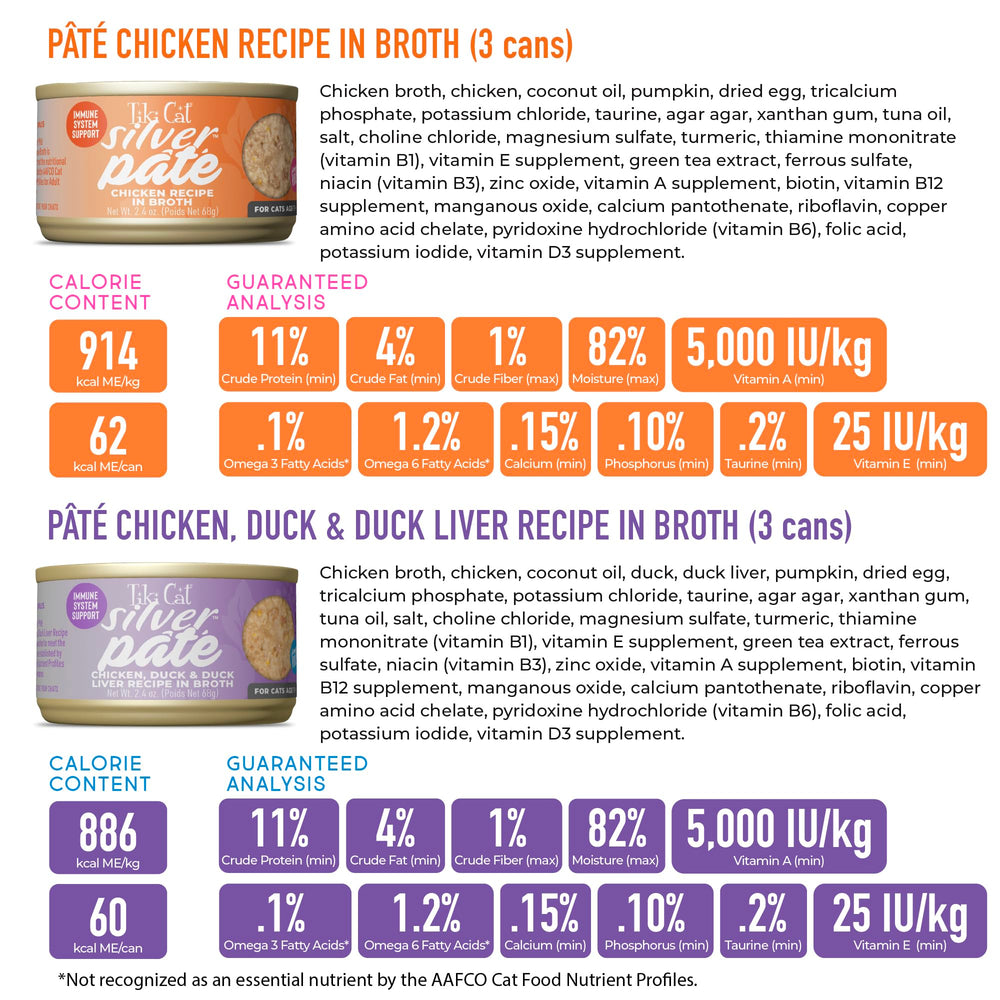 Tiki Cat Silver Pate: etiqueta sin granos, dieta sin cereales.