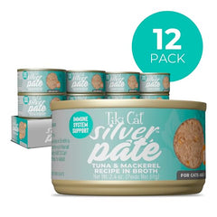 Tiki Cat Silver Pate lata de caballa, proteína de alta calidad para su dieta.