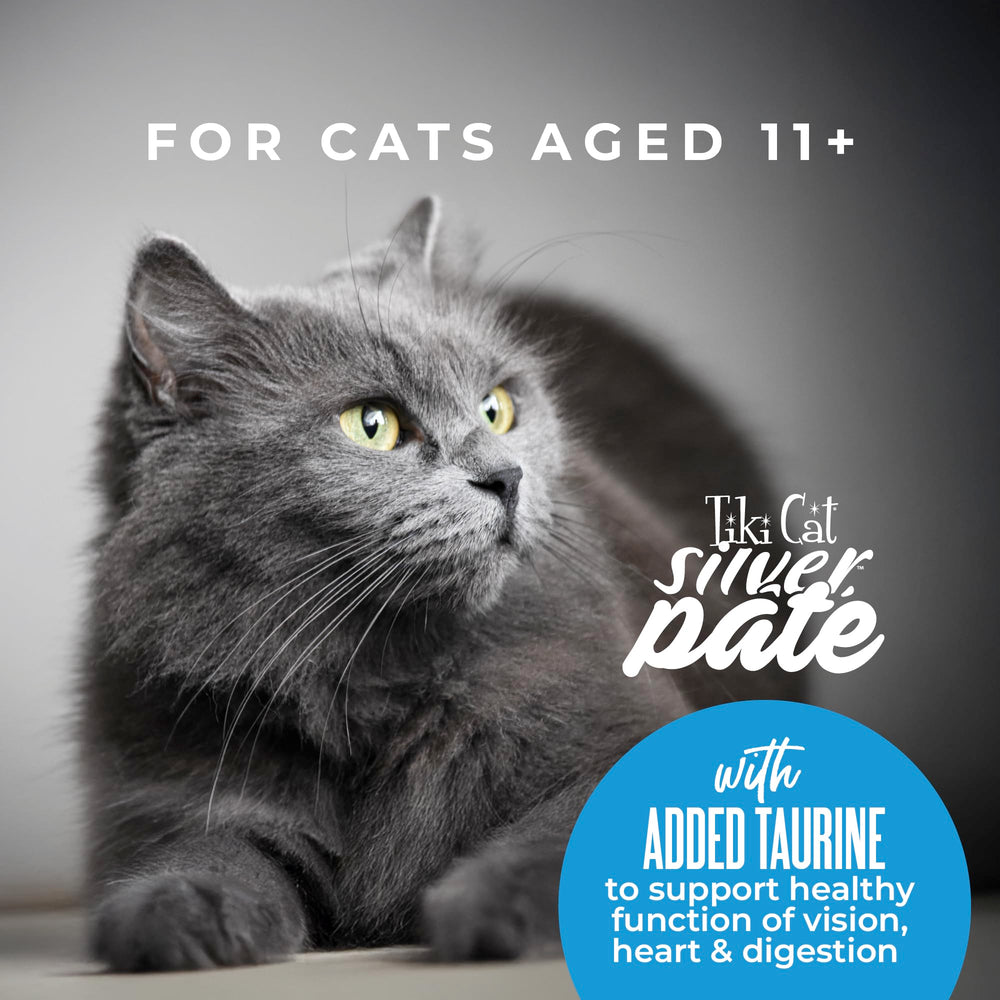 Tiki Cat Silver Pate, sin granos y no-GMO para dietas específicas.