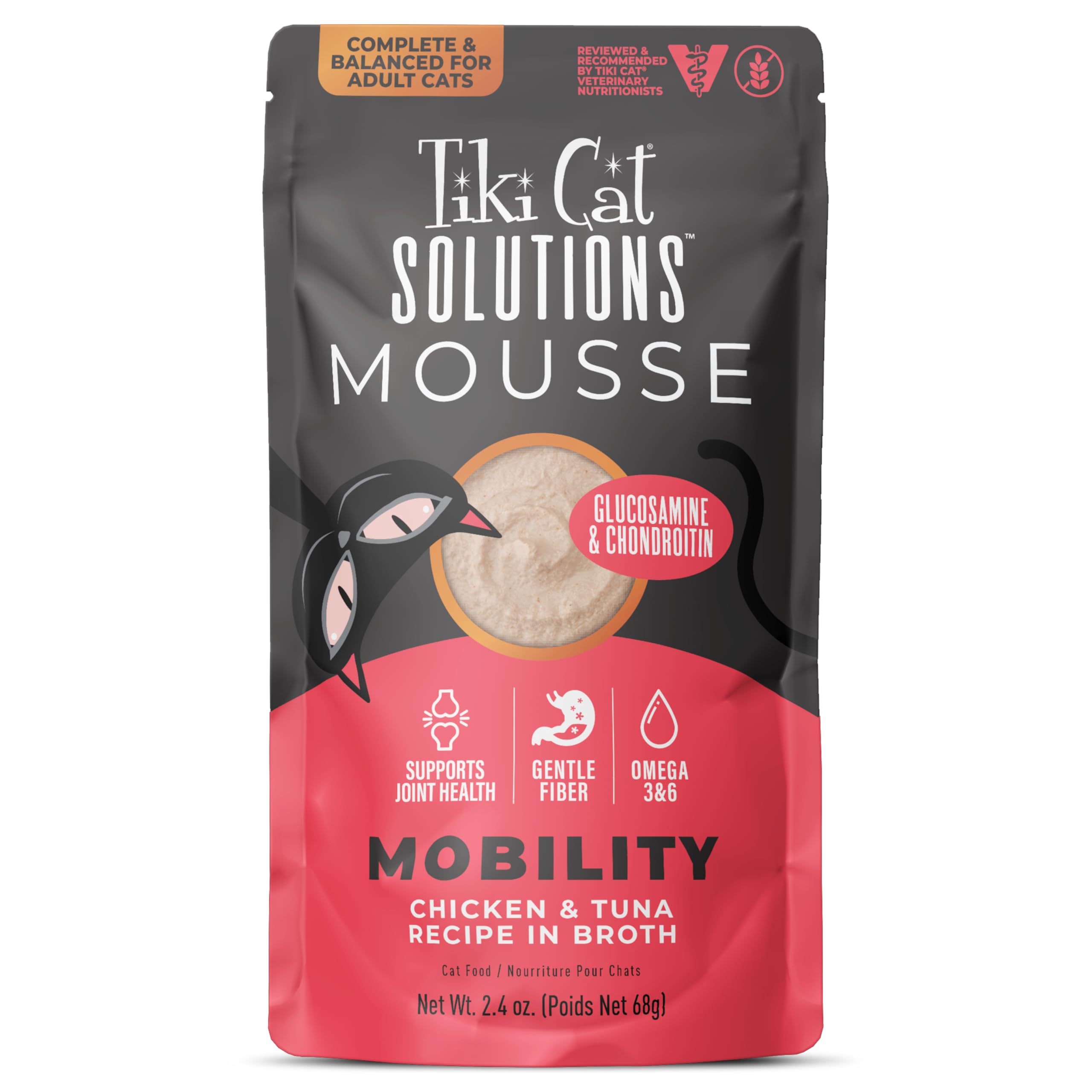 Tiki Cat Solutions Mousse movilidad, pollo y atún, apoyo suave para articulaciones.