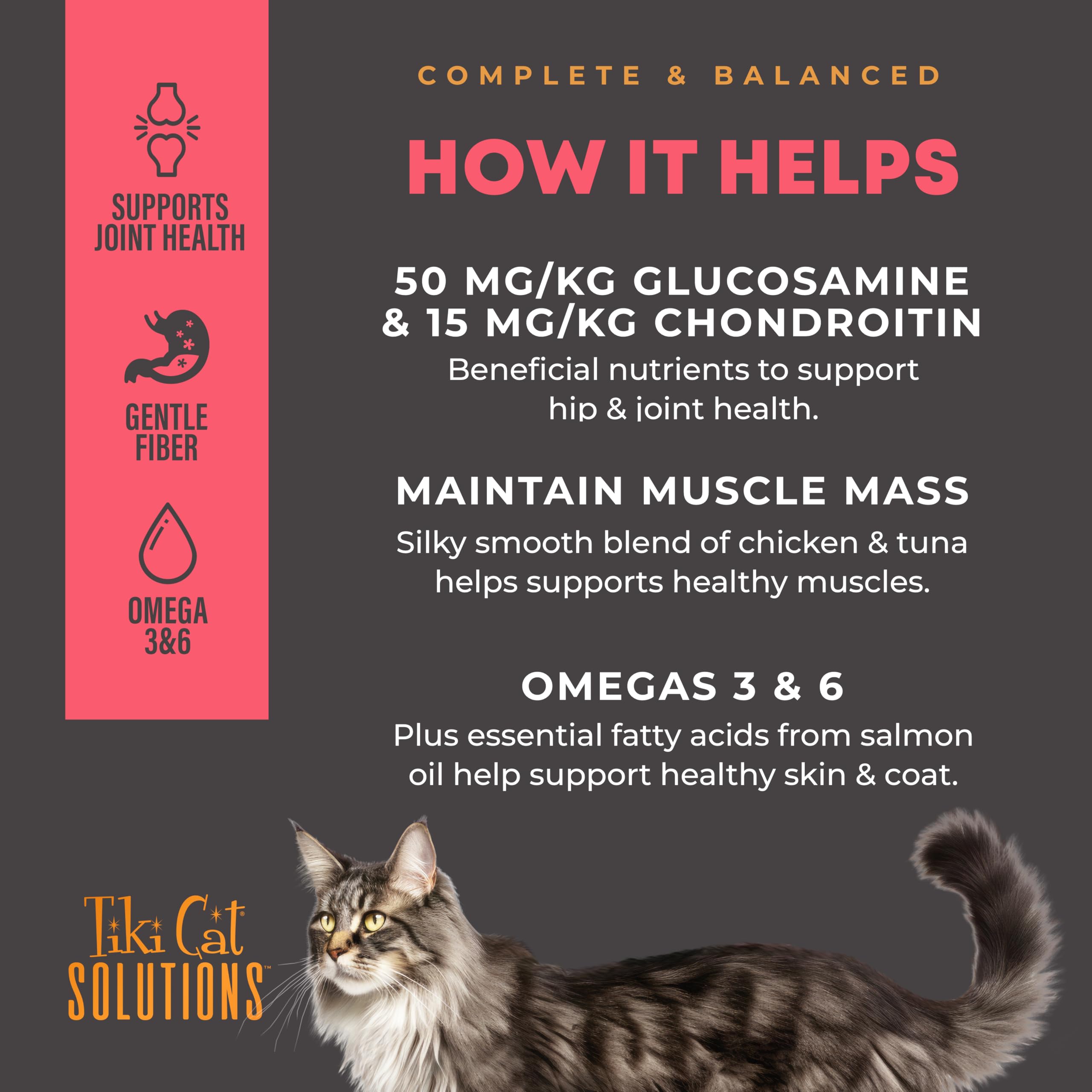 Tiki Cat Solutions Mousse proteínas altas, pollo y atún de alta calidad.