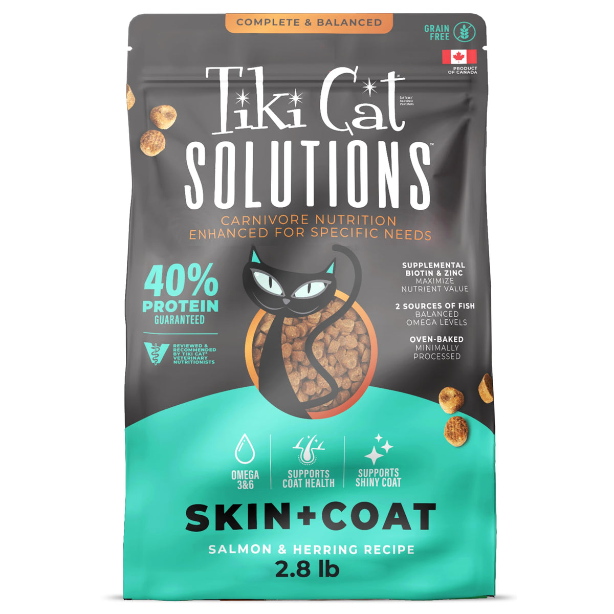 Tiki Cat Solutions piel brilla gracias a salmón y arenque para gatos