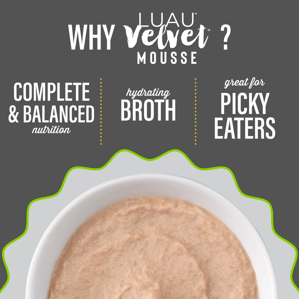 Fórmula sin granos de Velvet Mousse para gatos exigentes.