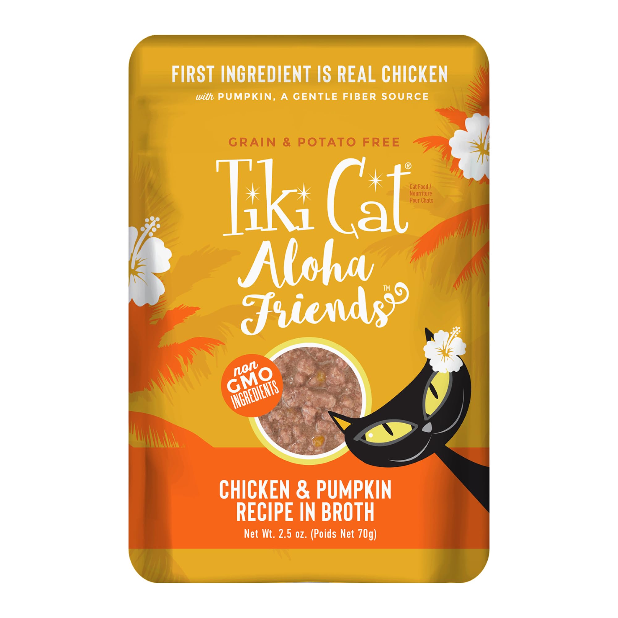Tiki Cat Aloha Friends pollo y calabaza en bolsa de 2.5 oz para alimentación diaria